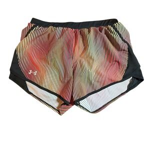 Under Armour Womens Fly By HeatGear Striped Running Shorts Rainbow Black Medium